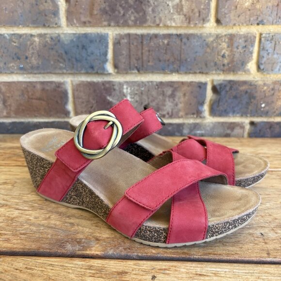 Dansko Susie Leather Wedge  Sandal Womens EU 40 / US 9-9.5 Red Slide Shoes - Picture 1 of 13